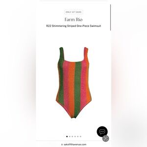 Taylor Swift Karma NWT Farm Rio shimmering striped one piece swimsuit new w/ tag
